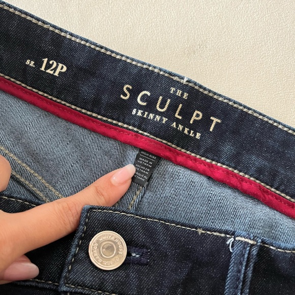 WHBM The Sculpt Skinny Ankle High Rise Dark Indigo Blue Jeans Petite - Picture 3 of 5